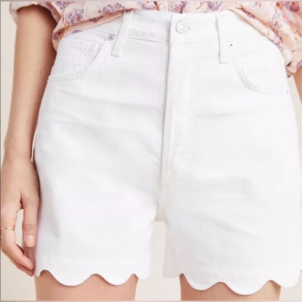 NWT $198 Citizens of Humanity Audrey White Scalloped Hem Shorts 32